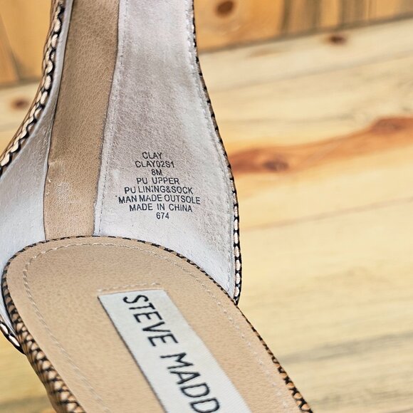 STEVE MADDEN CLAY BRONZE METALLIC STRAPPY STILETTO HEELS - Picture 6 of 6